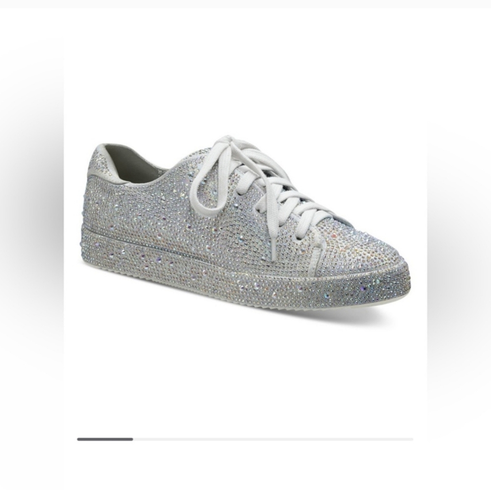 I.n.c. Lola Sneakers 5 Medium Glitter Glam Rhinstone Silver Tennis